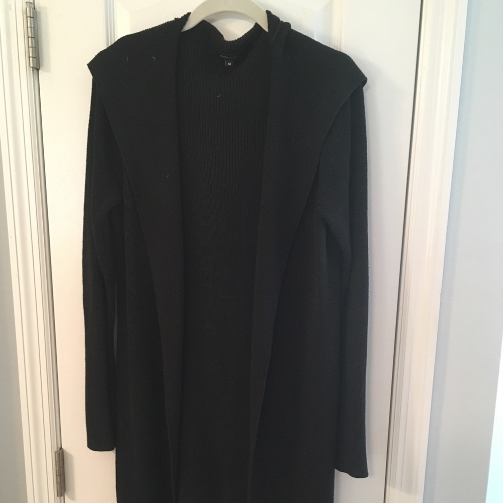 BCBGMAXAZRIA Hooded Sweater with Tie Belt